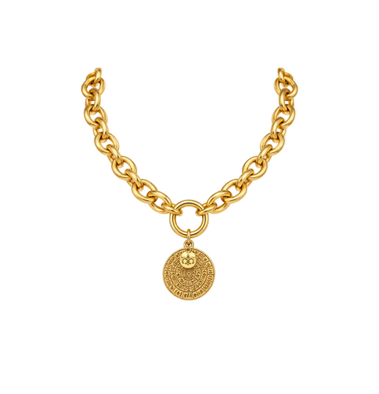 Cruz Charm Coin Chain Necklace
