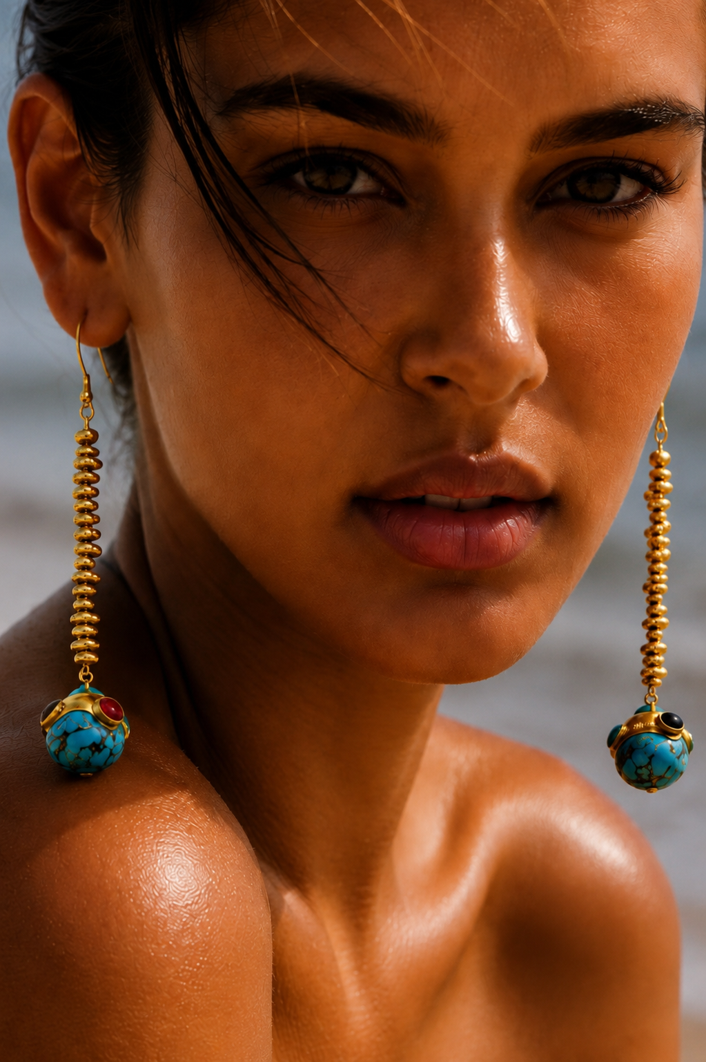 Capri Gem Gold Drop Earrings