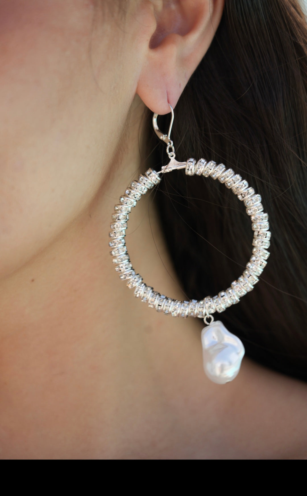 Luna Crystal Silver Hoops