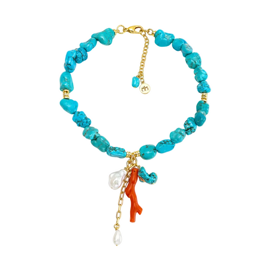 Capri Mare Turquoise Statement Gold Necklace