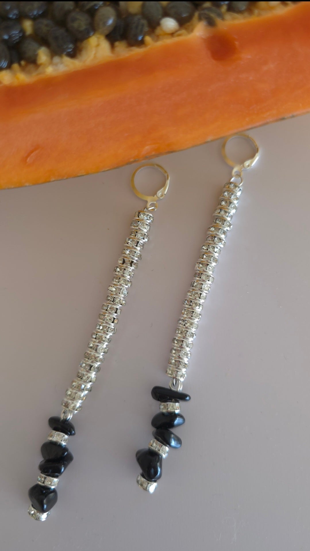 Noir Cascade Silver Duster Earrings