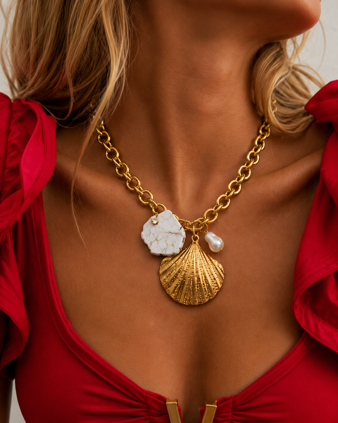 Bianca Howlite Shell Necklace