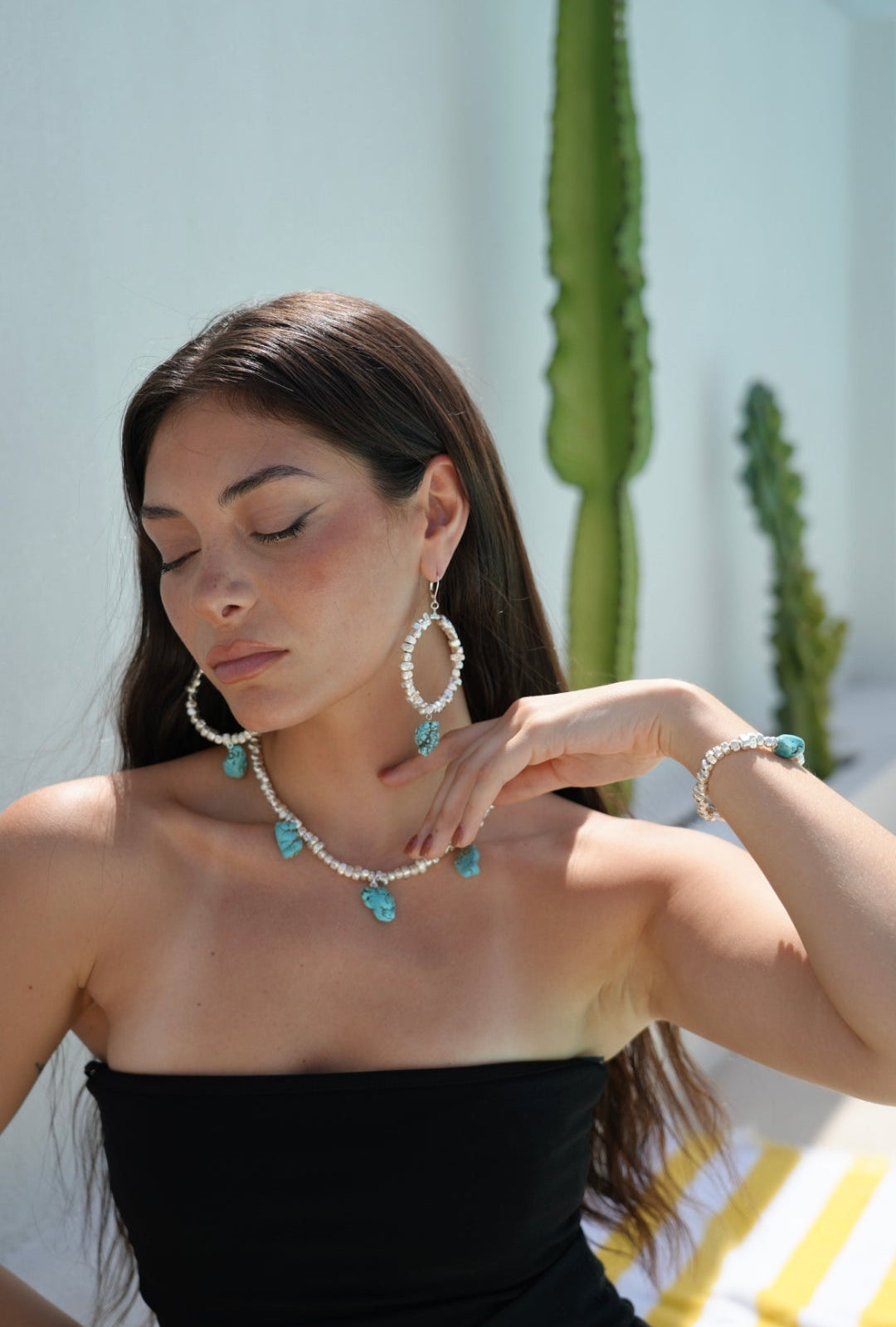 Amalfi Waters Triple Turquoise Silver Necklace