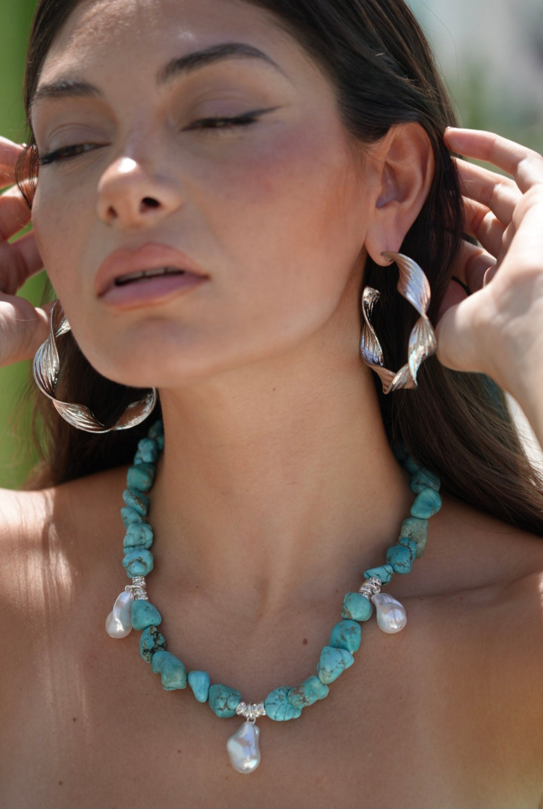 Amalfi Wave Silver Hoops