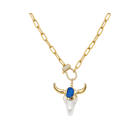 Bohemian Escapades Antler Necklace in Blue