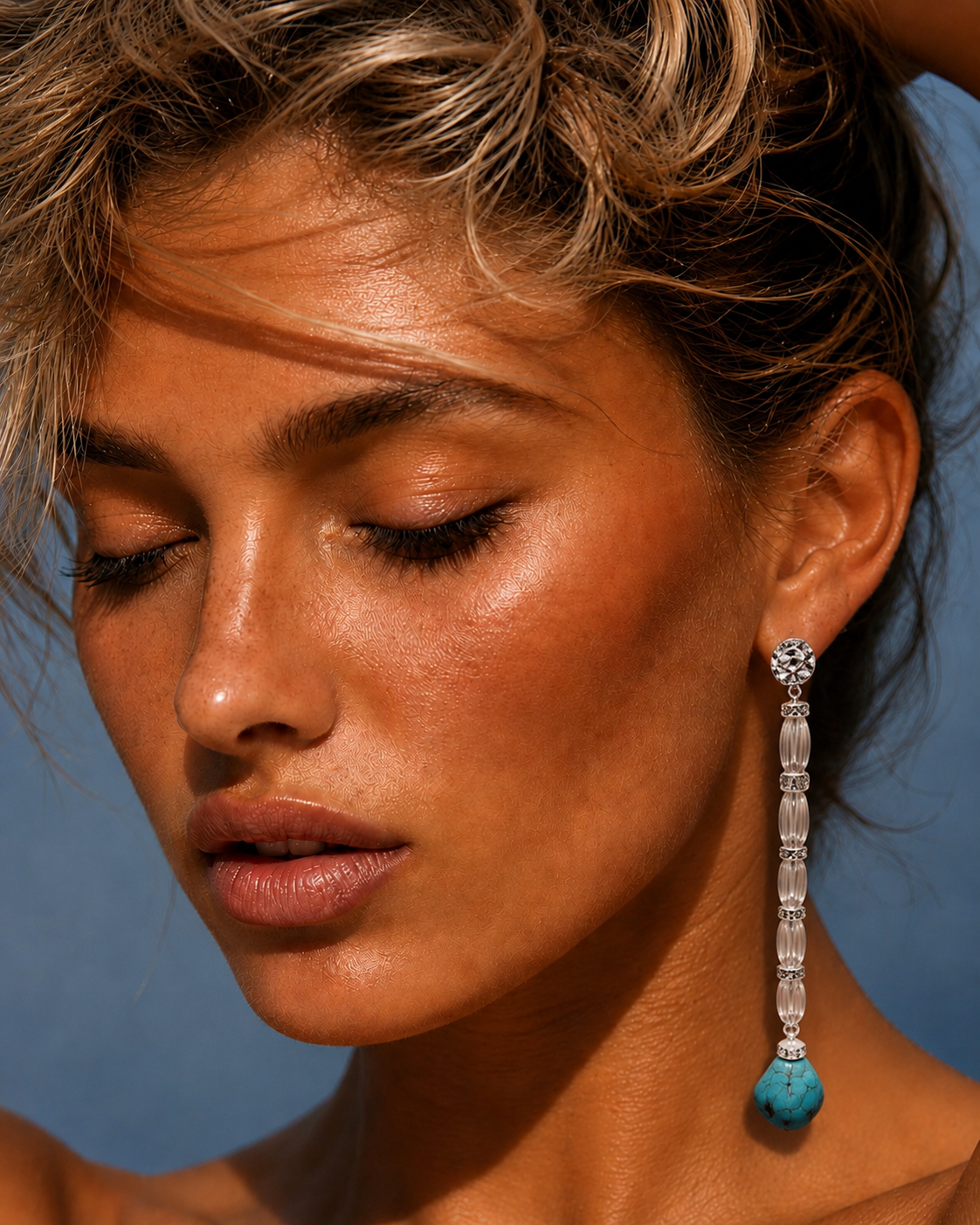 AMALFI TURQUOISE & SILVER COLUMN EARRINGS
