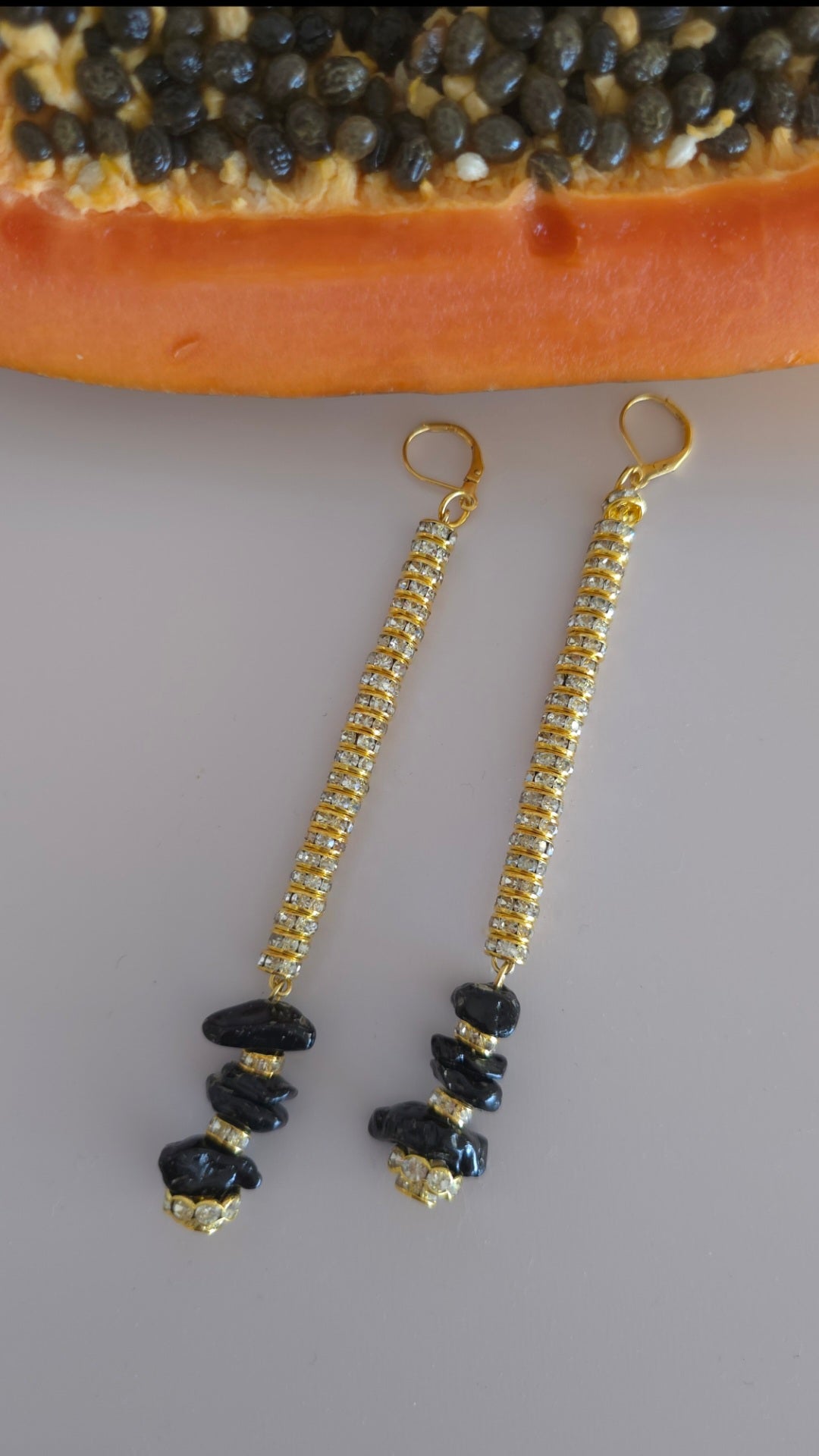 Noir Cascade Gold Crystal Duster Earrings