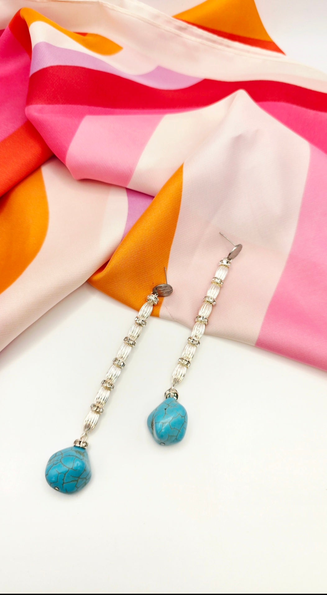 AMALFI TURQUOISE & SILVER COLUMN EARRINGS