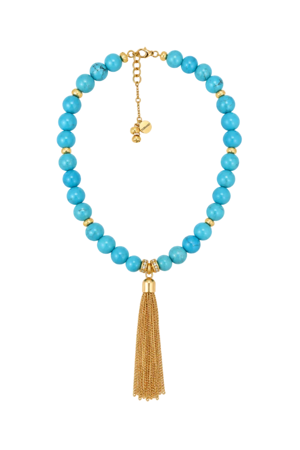 Cruz Charm Tassel Necklace Turquoise