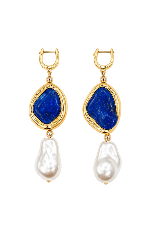Amalfi Lapis and Pearl Earrings