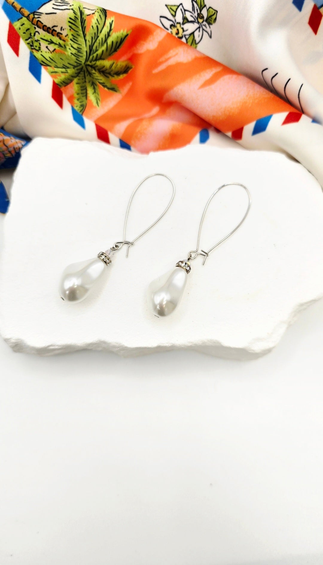 Lumiere Pearl & Silver Large Hook Earrings