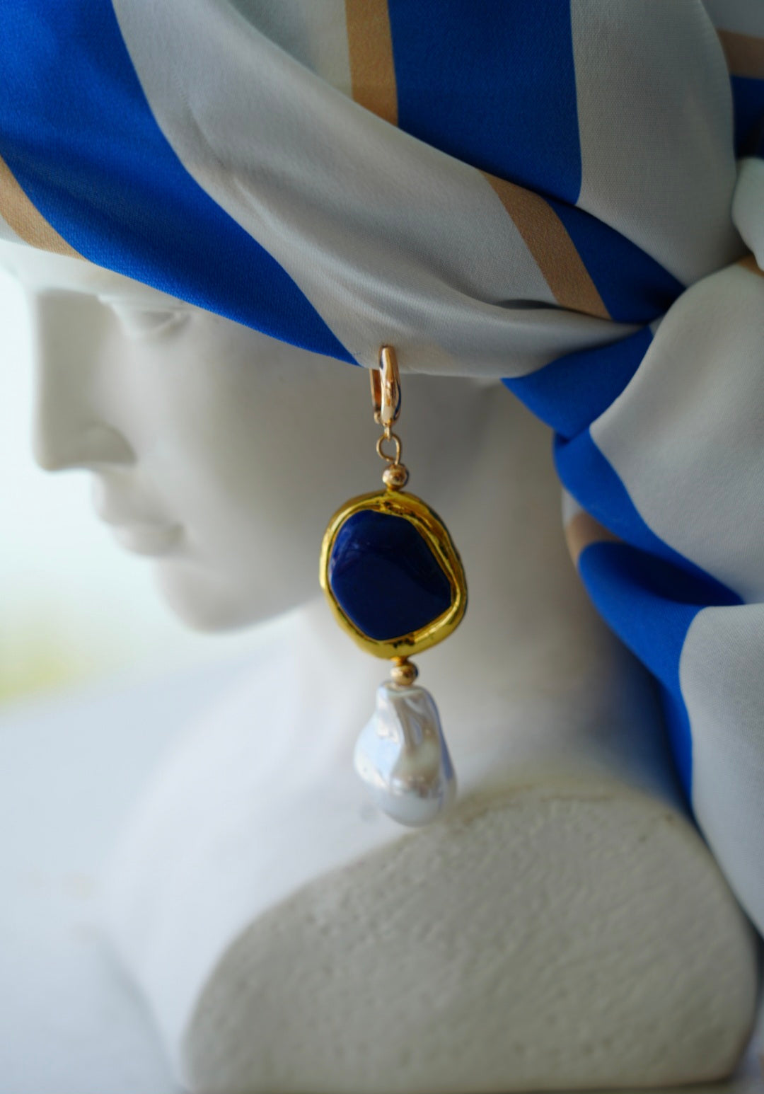Amalfi Lapis and Pearl Earrings