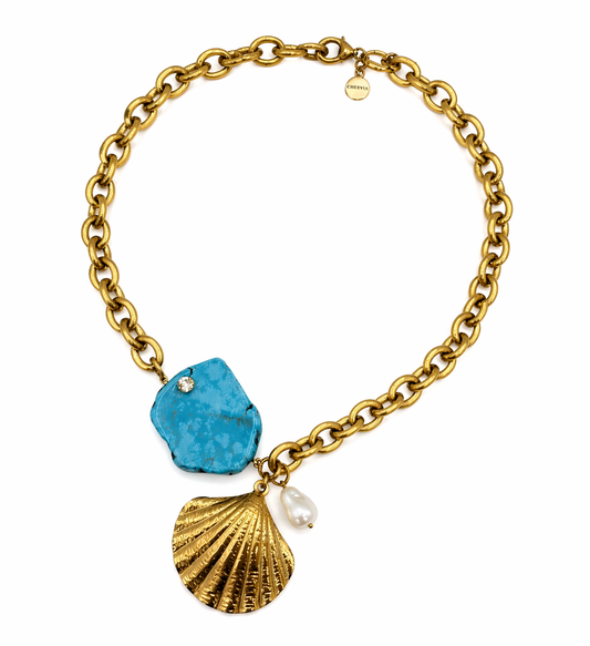 Azure Howlite Shell Necklace