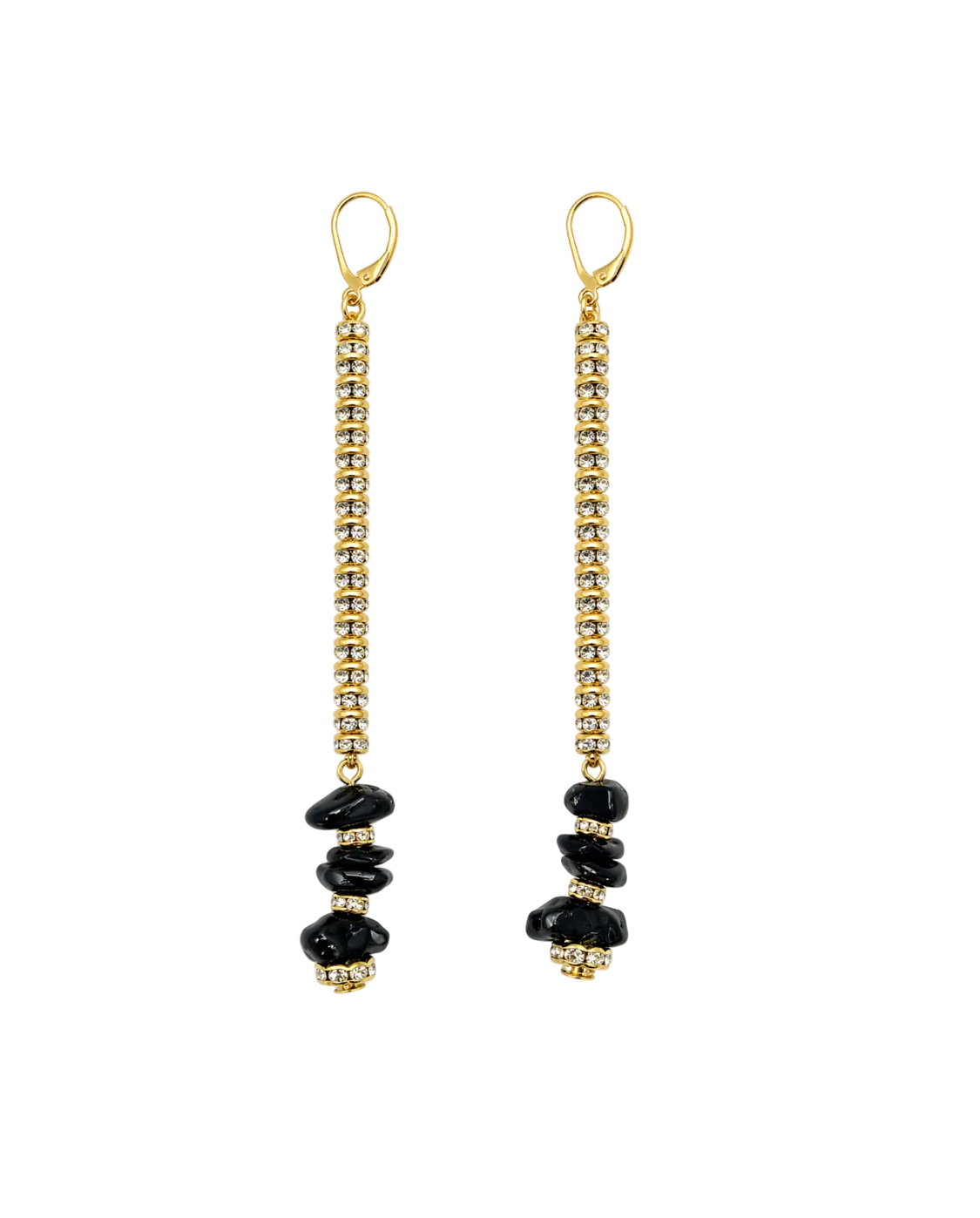 Noir Cascade Gold Crystal Duster Earrings