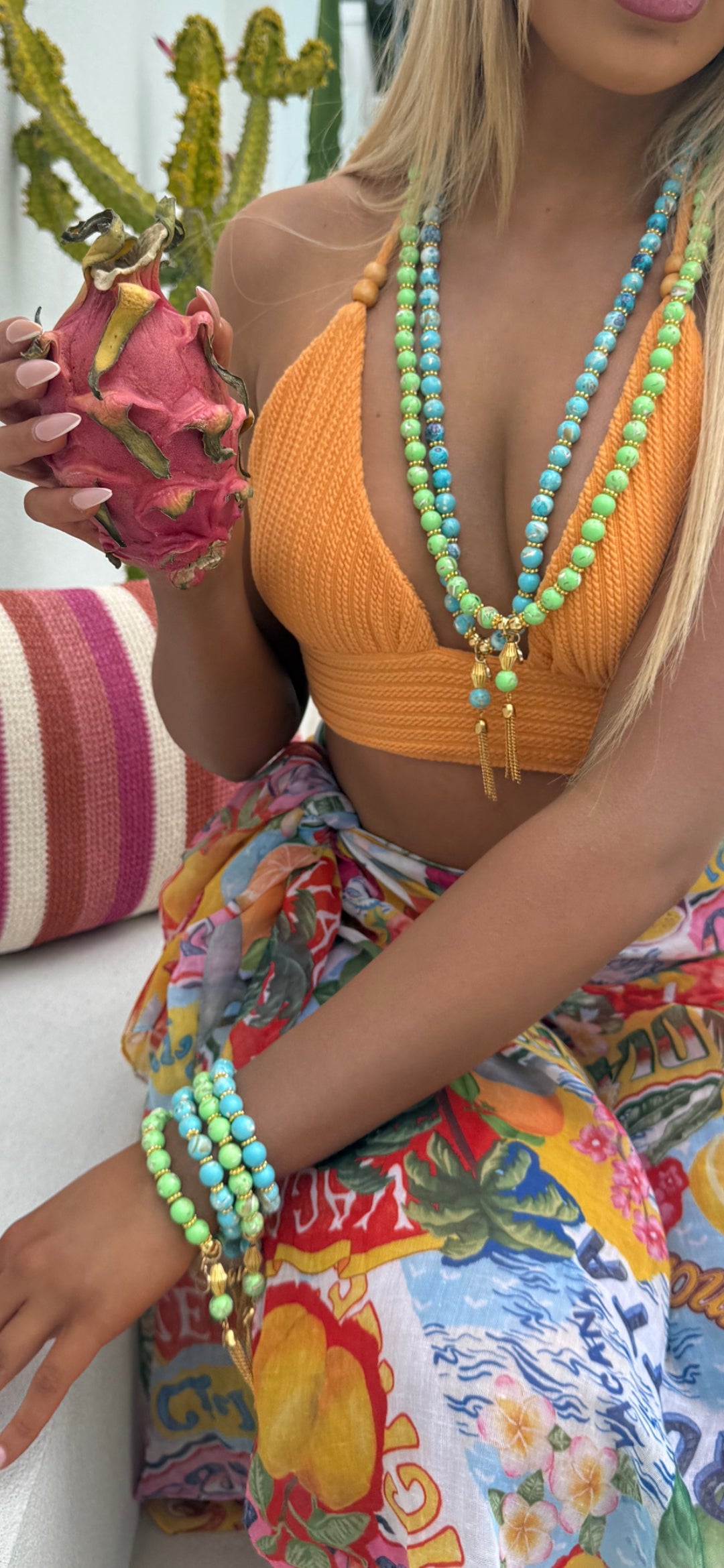 Cruz Charm Necklace Turquoise