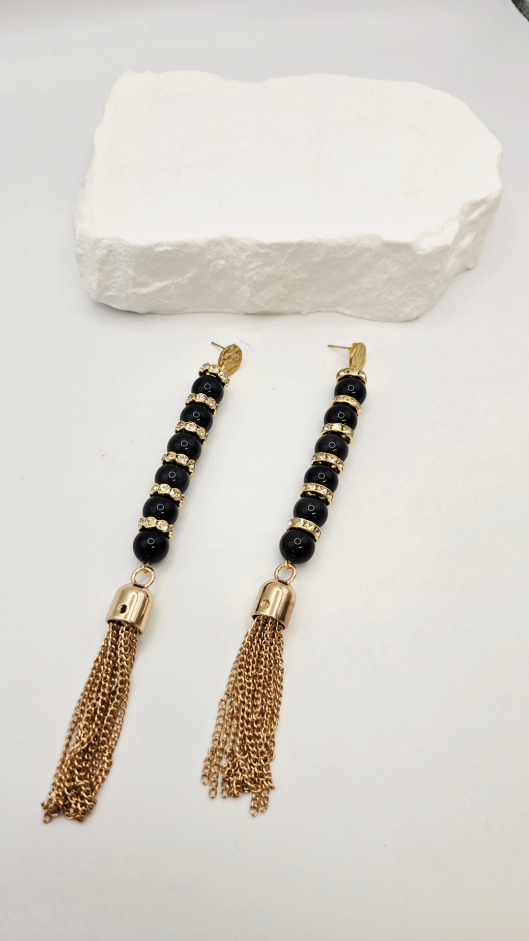 Monaco Black Fringe Earrings