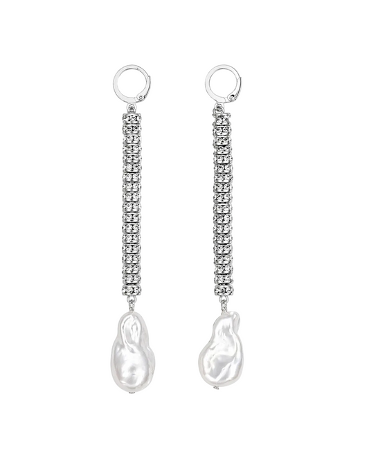 Golden Hour Crystal Silver Duster Earrings