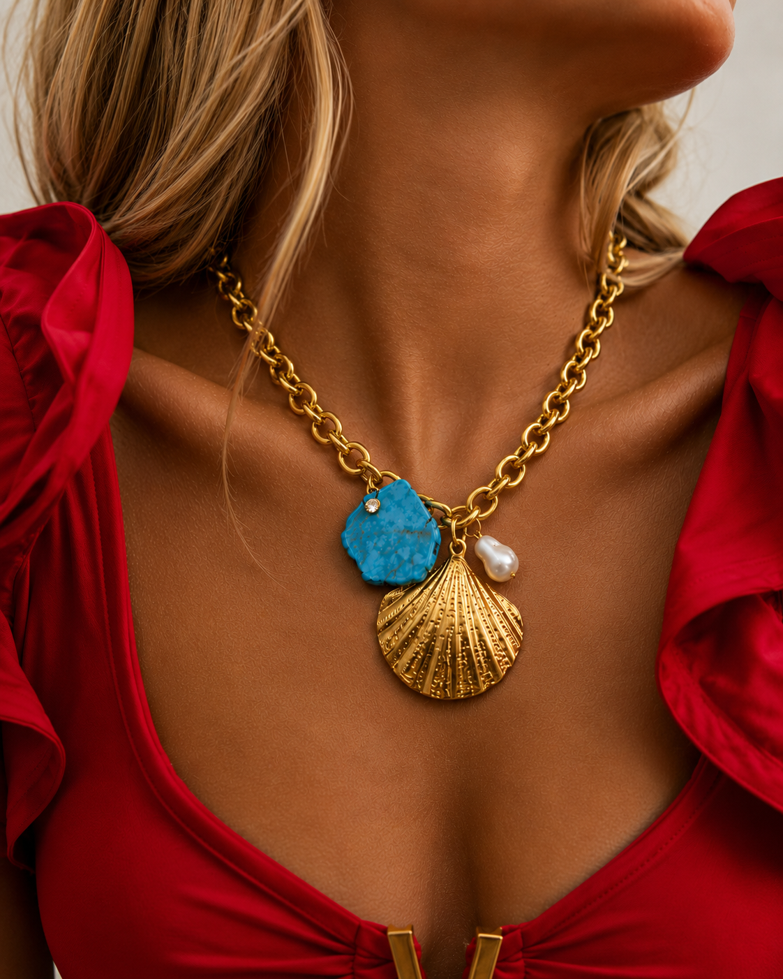 Azure Howlite Shell Necklace