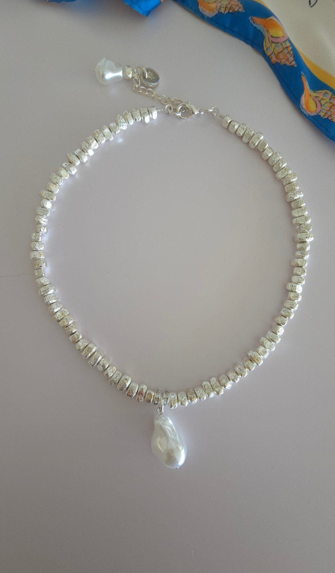 Amalfi Pearl Drop Silver Necklace