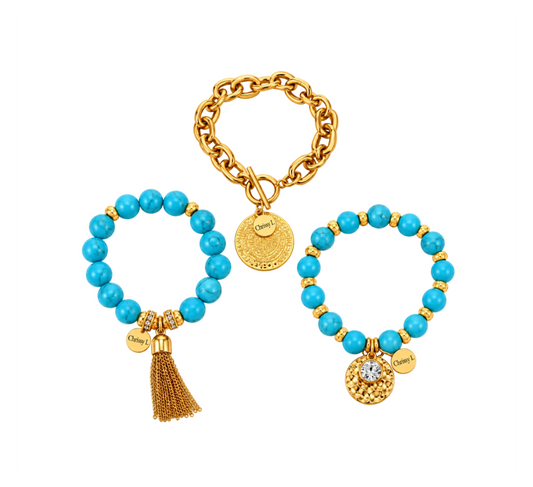 Cruz Charm 3 X Bracelet Stack Turquoise
