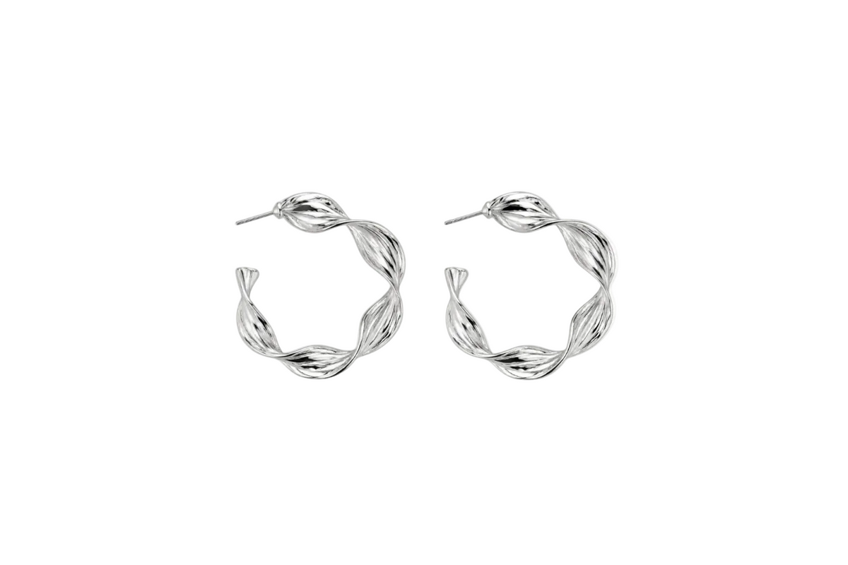 Bianca Twist Hoop Earrings Silver