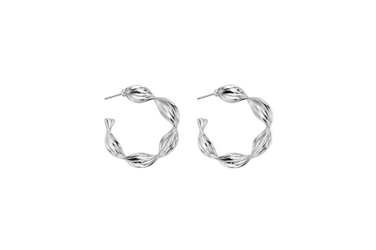 Bianca Twist Hoop Earrings Silver