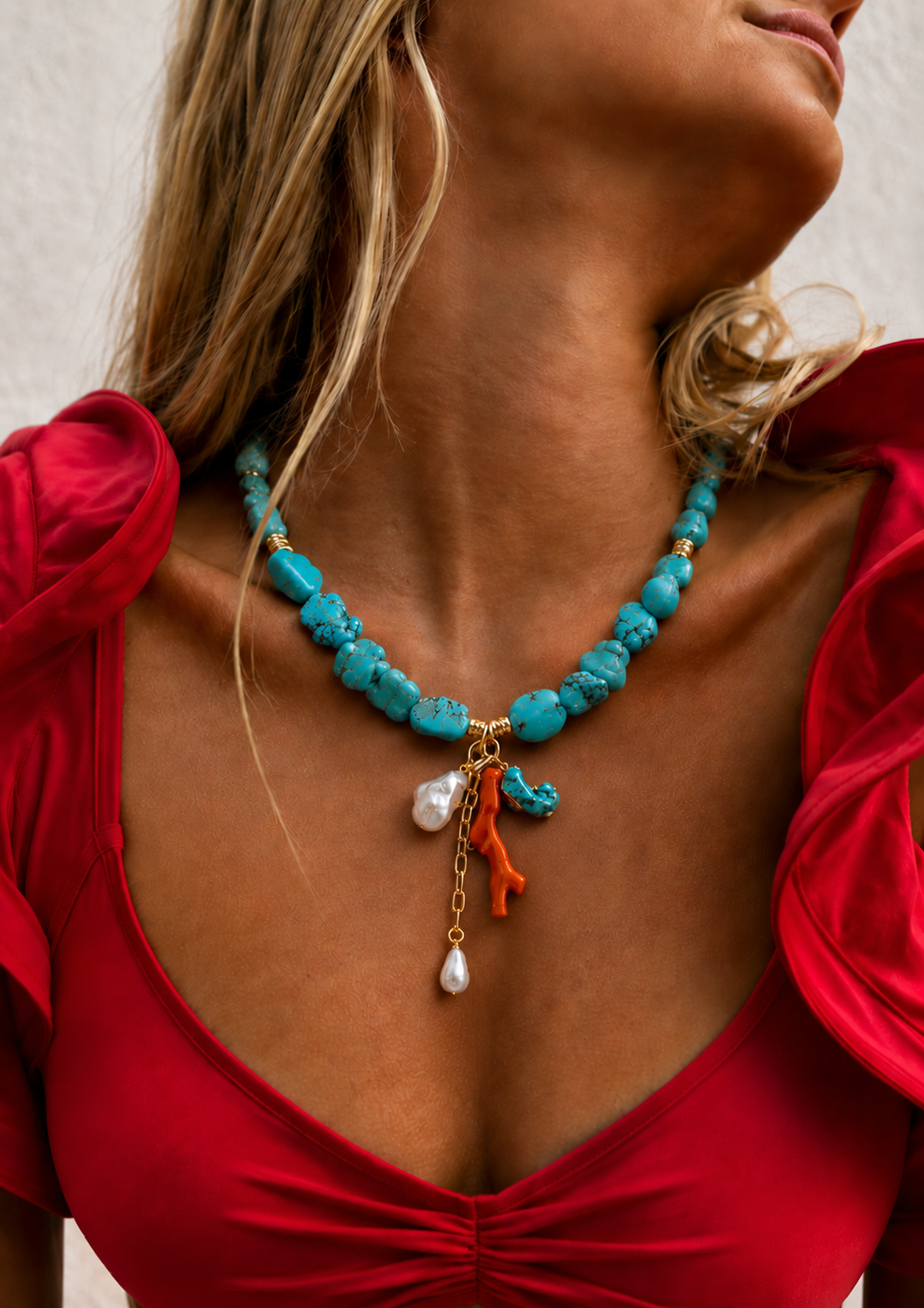 Capri Mare Turquoise Statement Gold Necklace
