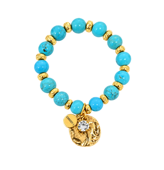 Cruz Charm Coin Bracelet Turquoise