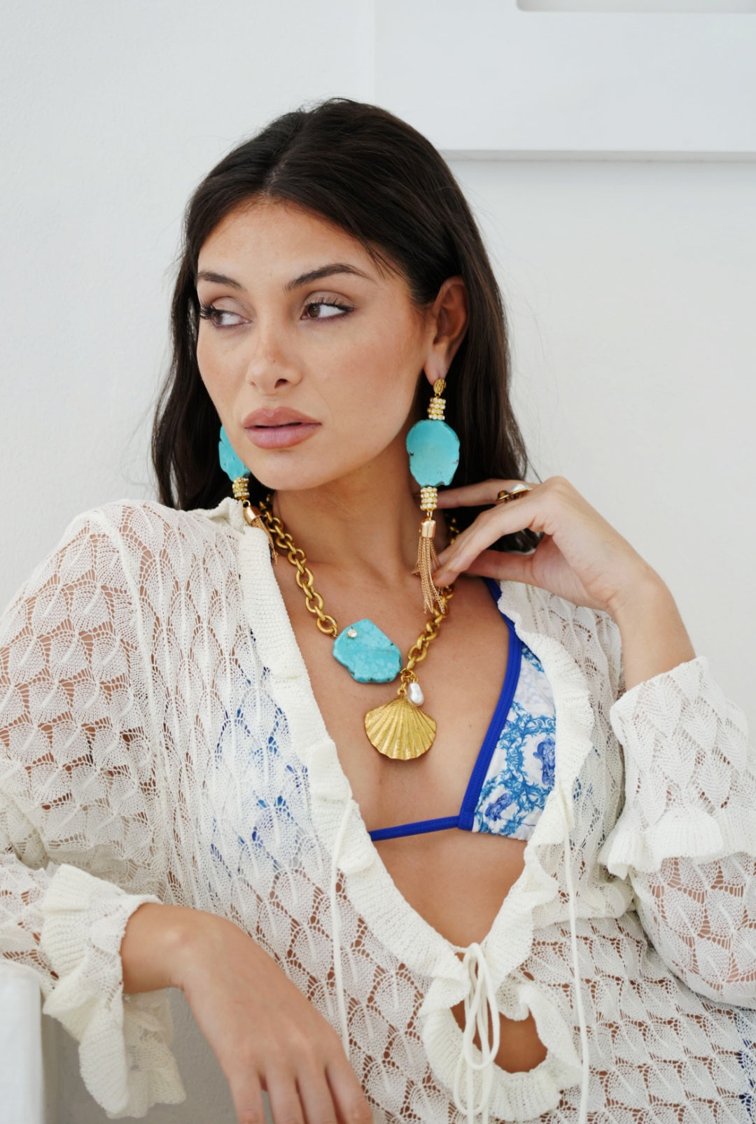 Azzura Statement Turquoise Fringe Earrings