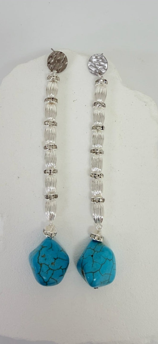 AMALFI TURQUOISE & SILVER COLUMN EARRINGS
