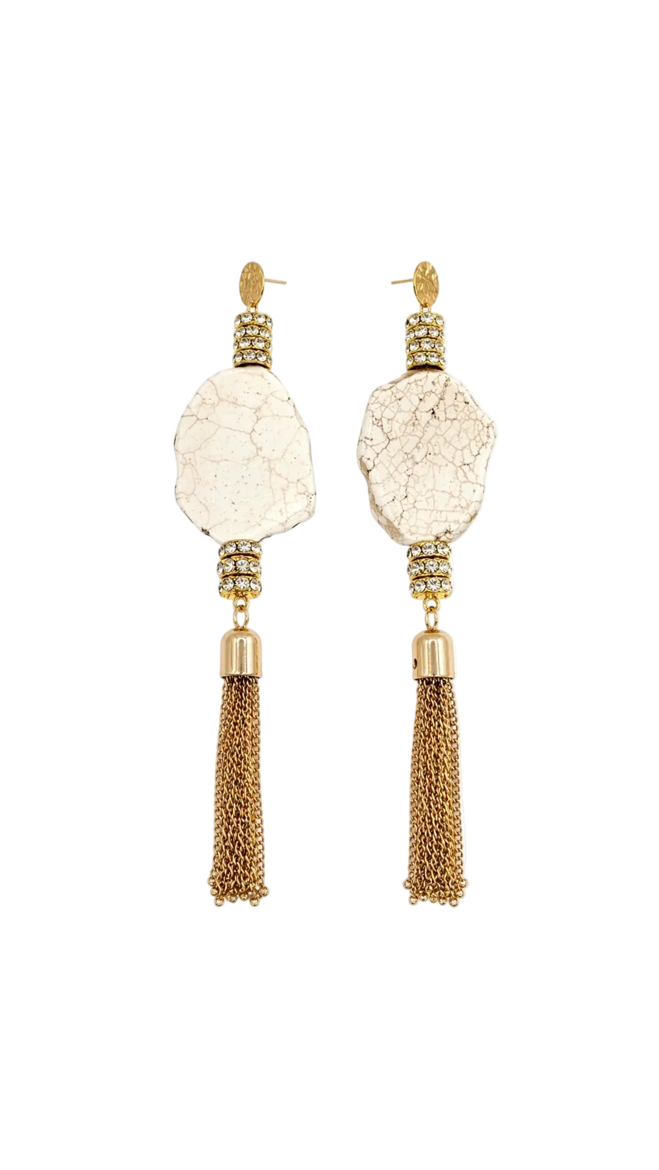 Azzura Statement Ivory Fringe Earrings