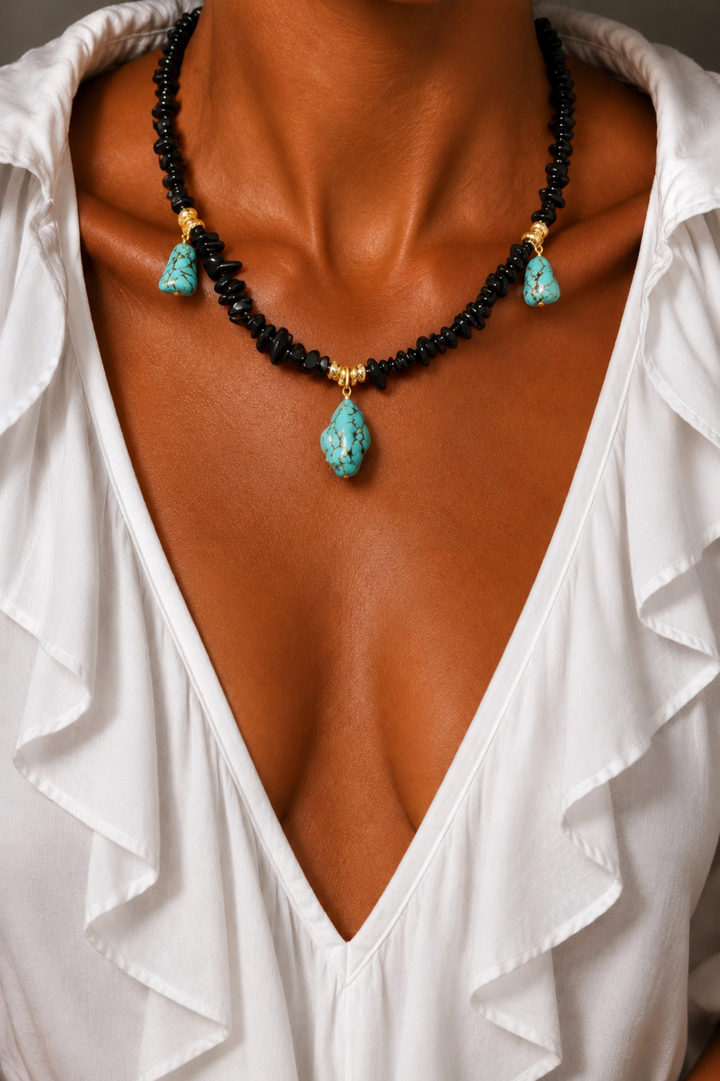 Azzure Nightfall Black & Turquoise Necklace