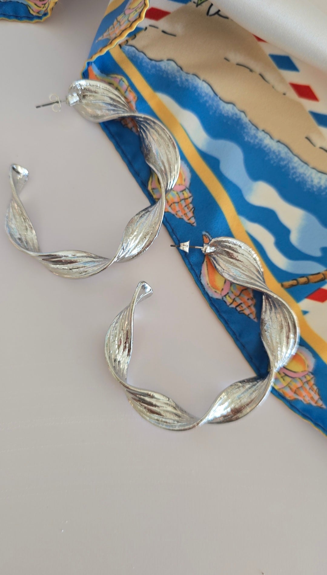 Amalfi Wave Silver Hoops