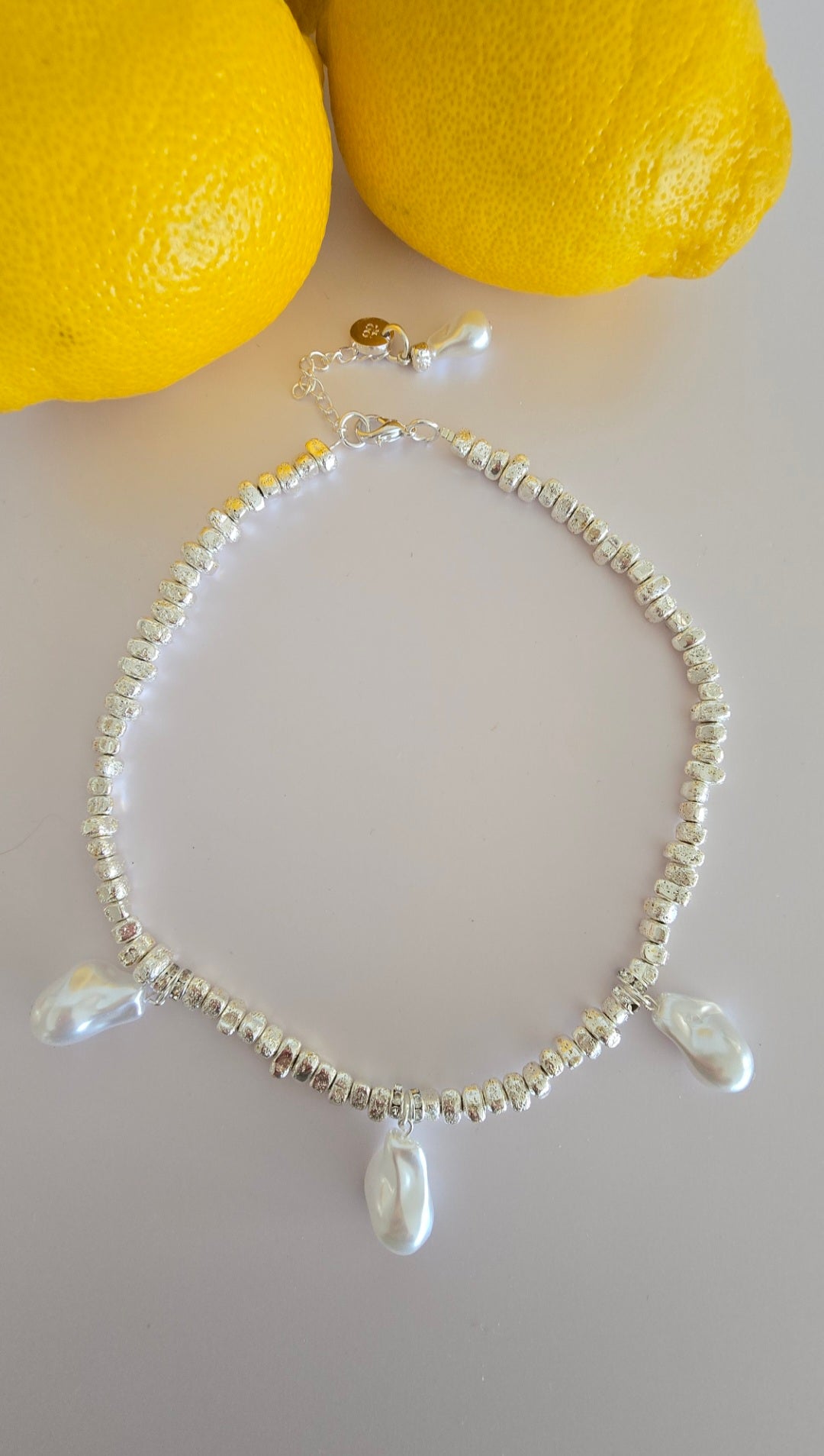 Amalfi Waters Triple Pearl Necklace Silver