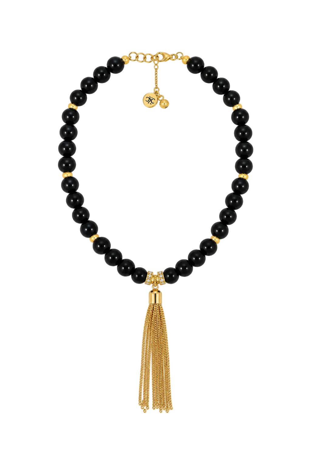 Cruz Charm Tassel Necklace Black