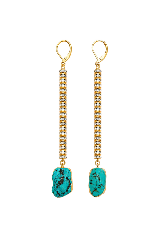 Golden Hour Crystal Turquoise Duster Earrings