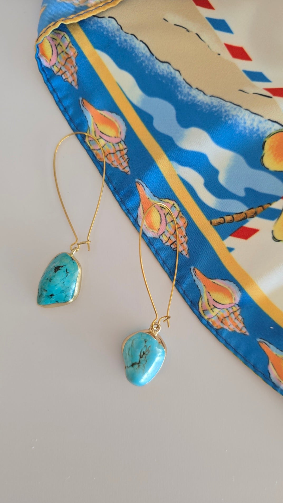Azuura Turquoise and Gold Large Hook Earrings