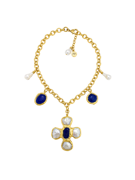 Amalfi Lapis Cross Necklace