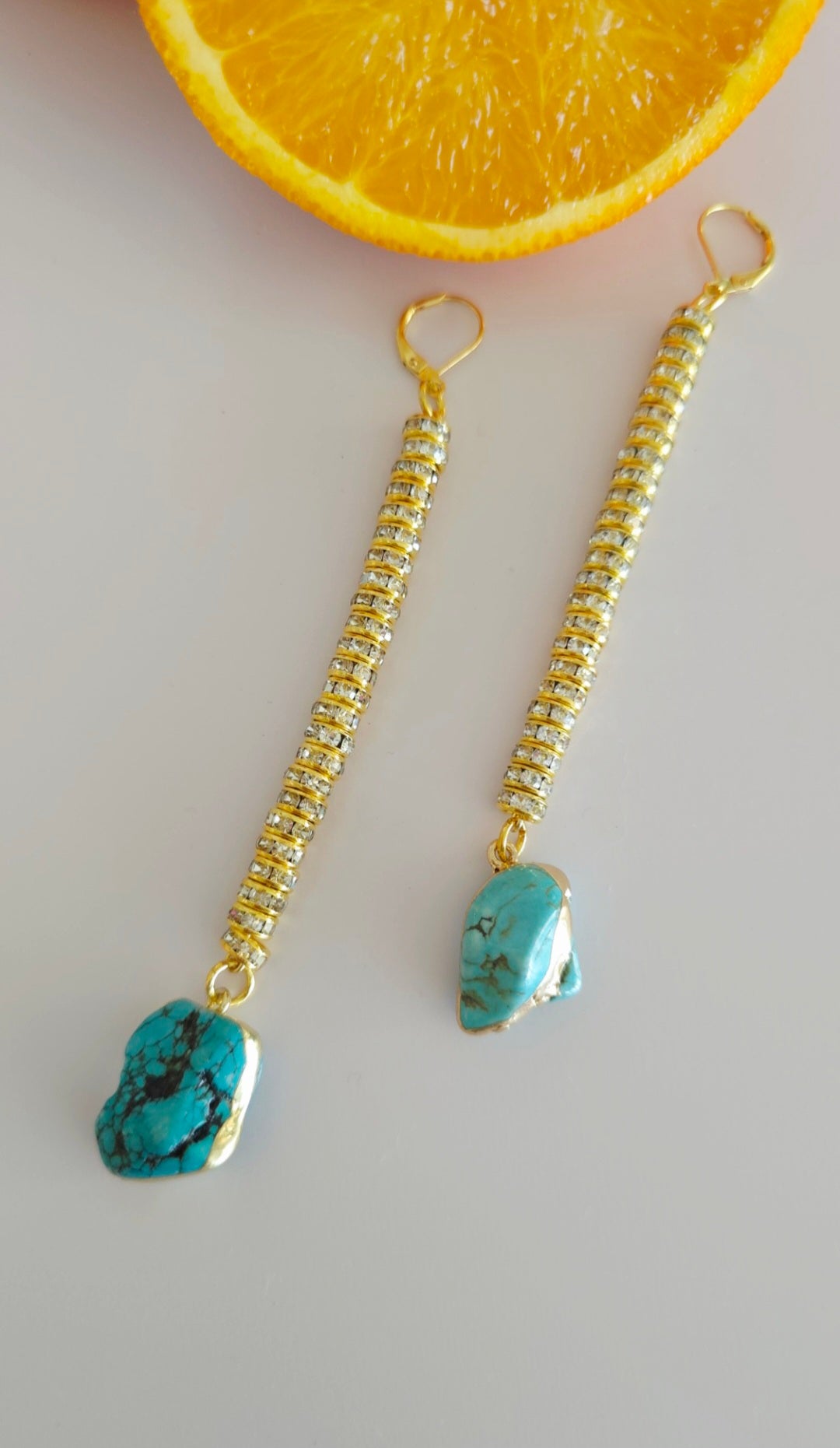 Golden Hour Crystal Turquoise Duster Earrings