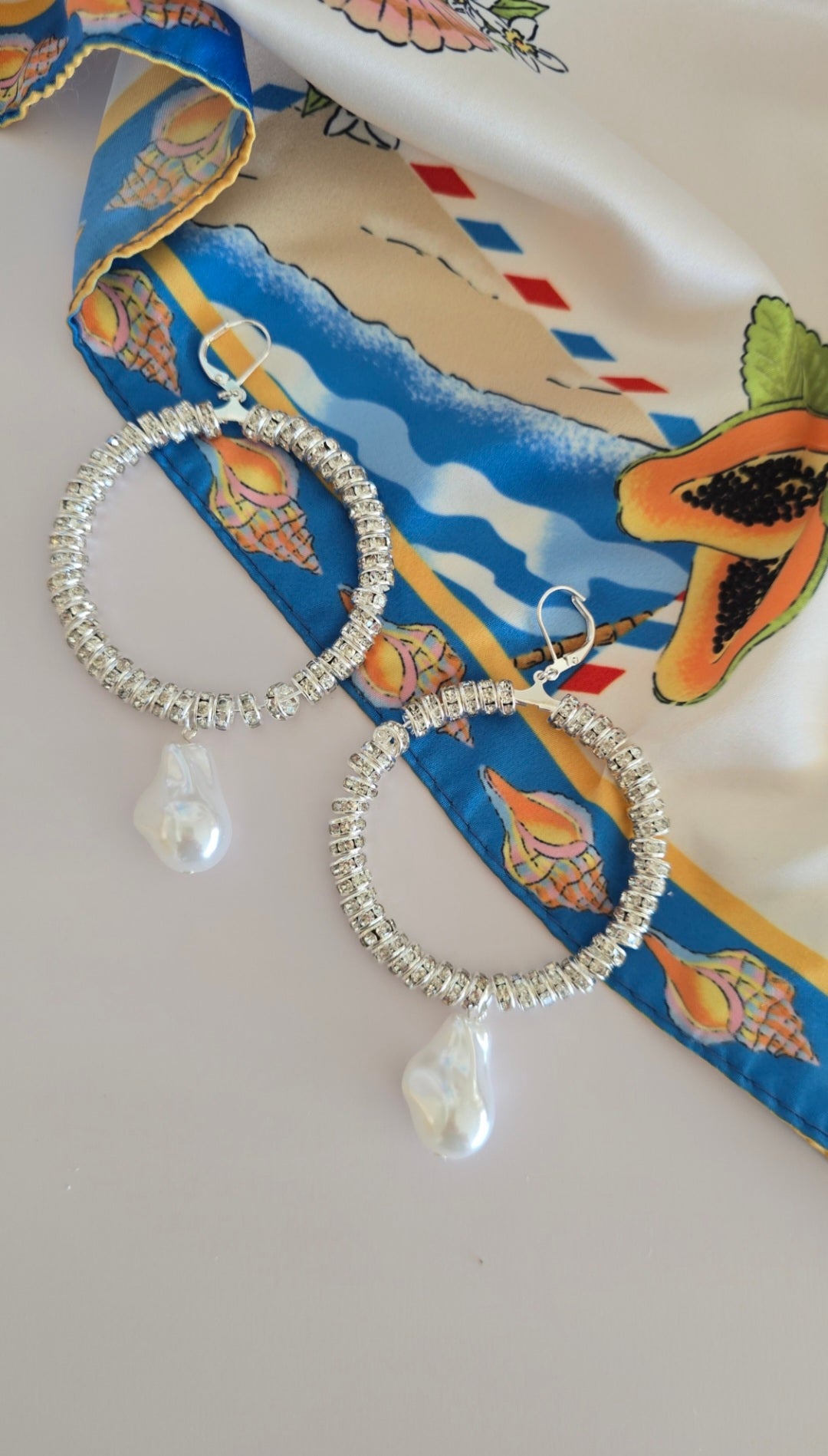 Luna Crystal Silver Hoops