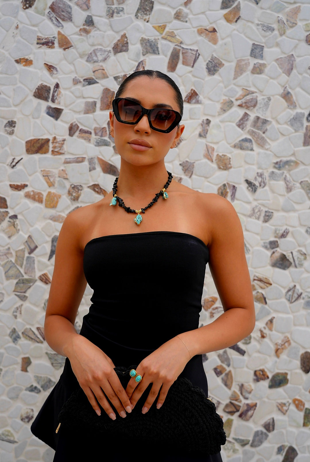 Azzure Nightfall Black & Turquoise Necklace