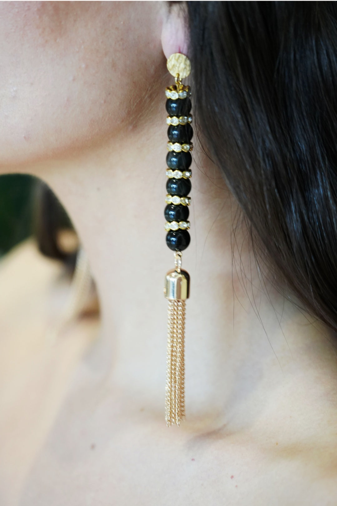 Monaco Black Fringe Earrings