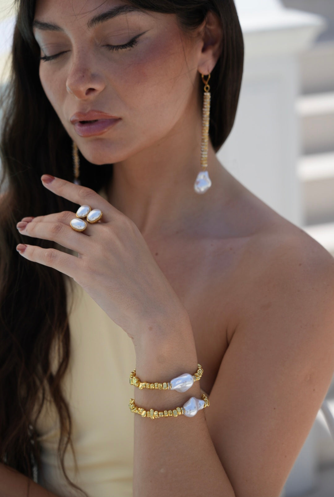 Golden Hour Gold Crystal Duster Earrings