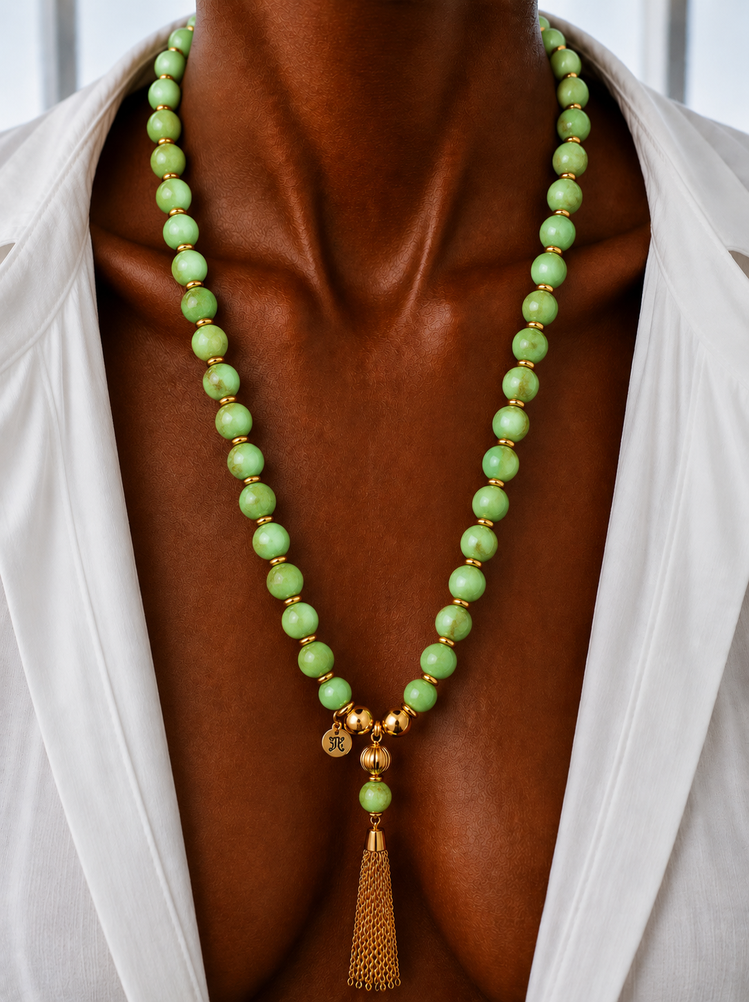 Cruz Charm Necklace Pistachio