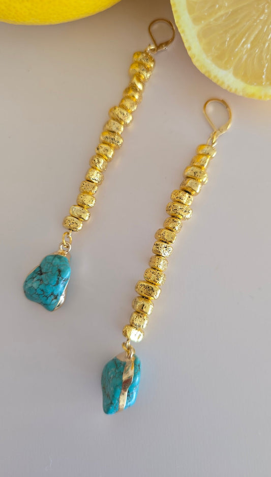 Amalfi Gold and Turquoise Duster Earrings