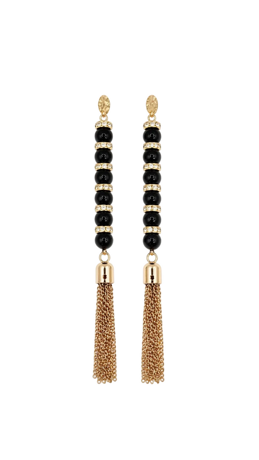 Monaco Black Fringe Earrings
