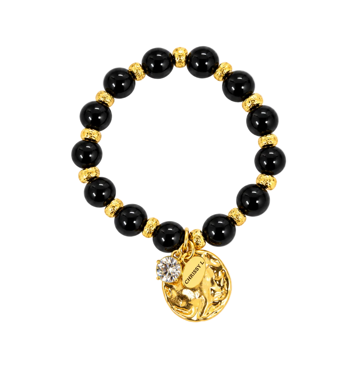 Cruz Charm Coin Bracelet Black