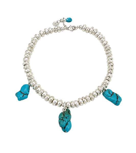 Amalfi Waters Triple Turquoise Silver Necklace