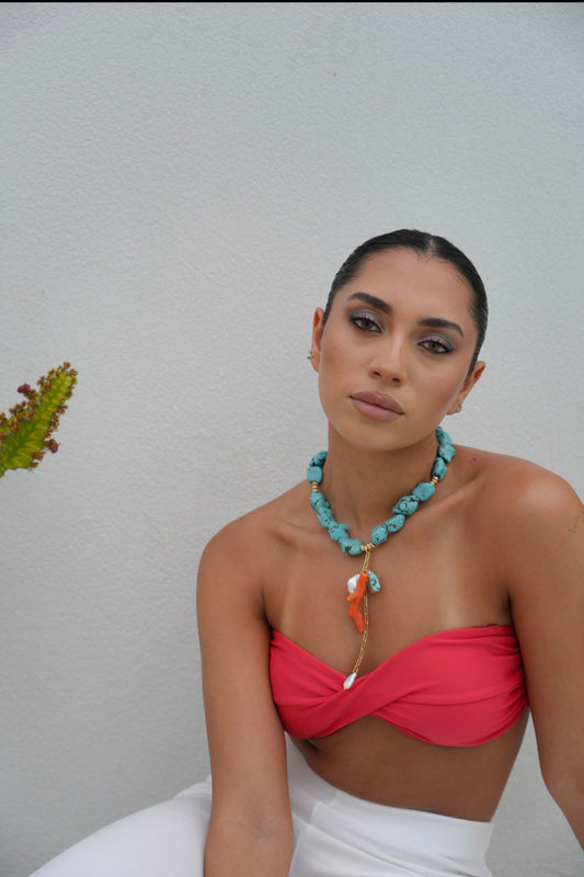 Capri Mare Turquoise Statement Gold Necklace