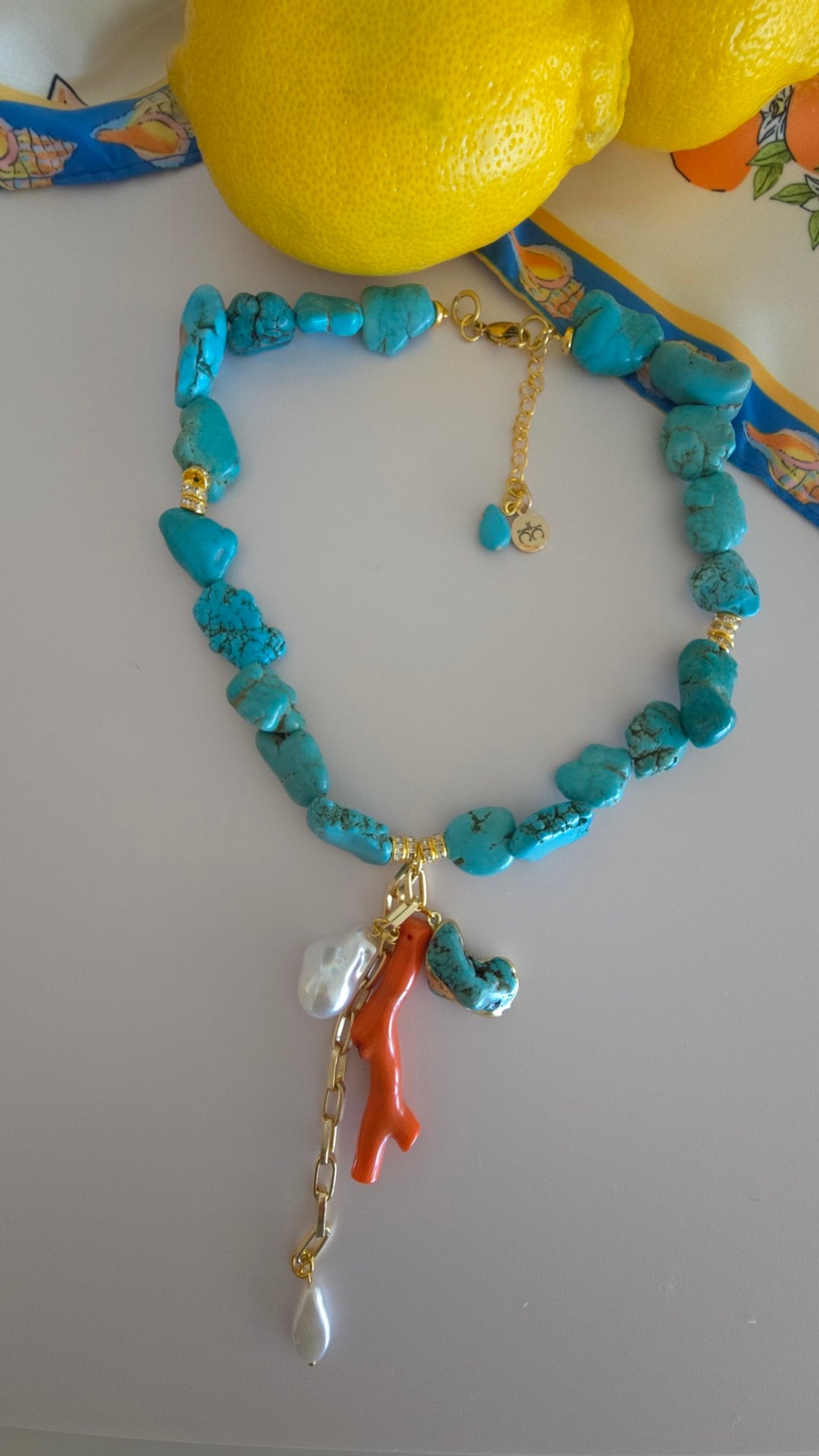 Capri Mare Turquoise Statement Gold Necklace